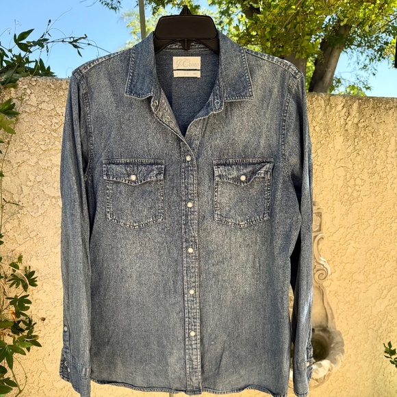 J Crew Chambray Western Shirt Size 12 - Picture 1 of 3